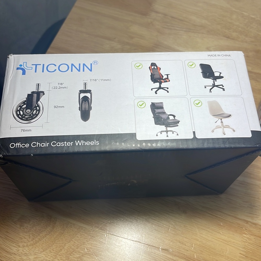 NWT TICONN Office Chair Caster Wheels Set of 5 - Picture 7 of 16